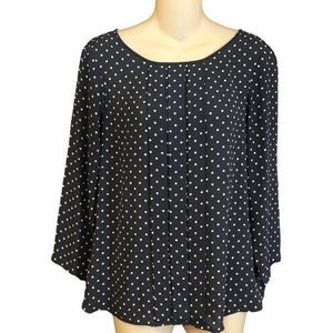 LOFT Polka‎ Dot Pleated Front Top